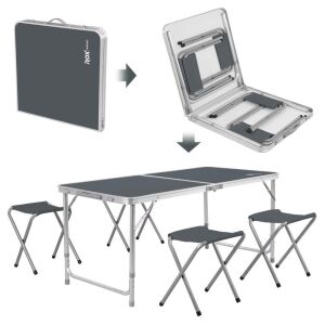 Rox Camping 0313 Tabureli Yükseklik Ayarlı Katlanır Kamp Masası Seti