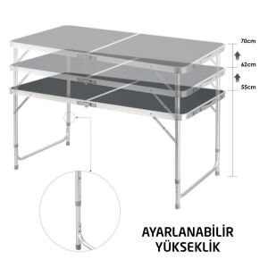 Rox Camping 0313 Tabureli Yükseklik Ayarlı Katlanır Kamp Masası Seti