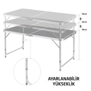 Rox Camping 0311 Yükseklik Ayarlı Katlanır Kamp Masası 120x60 cm