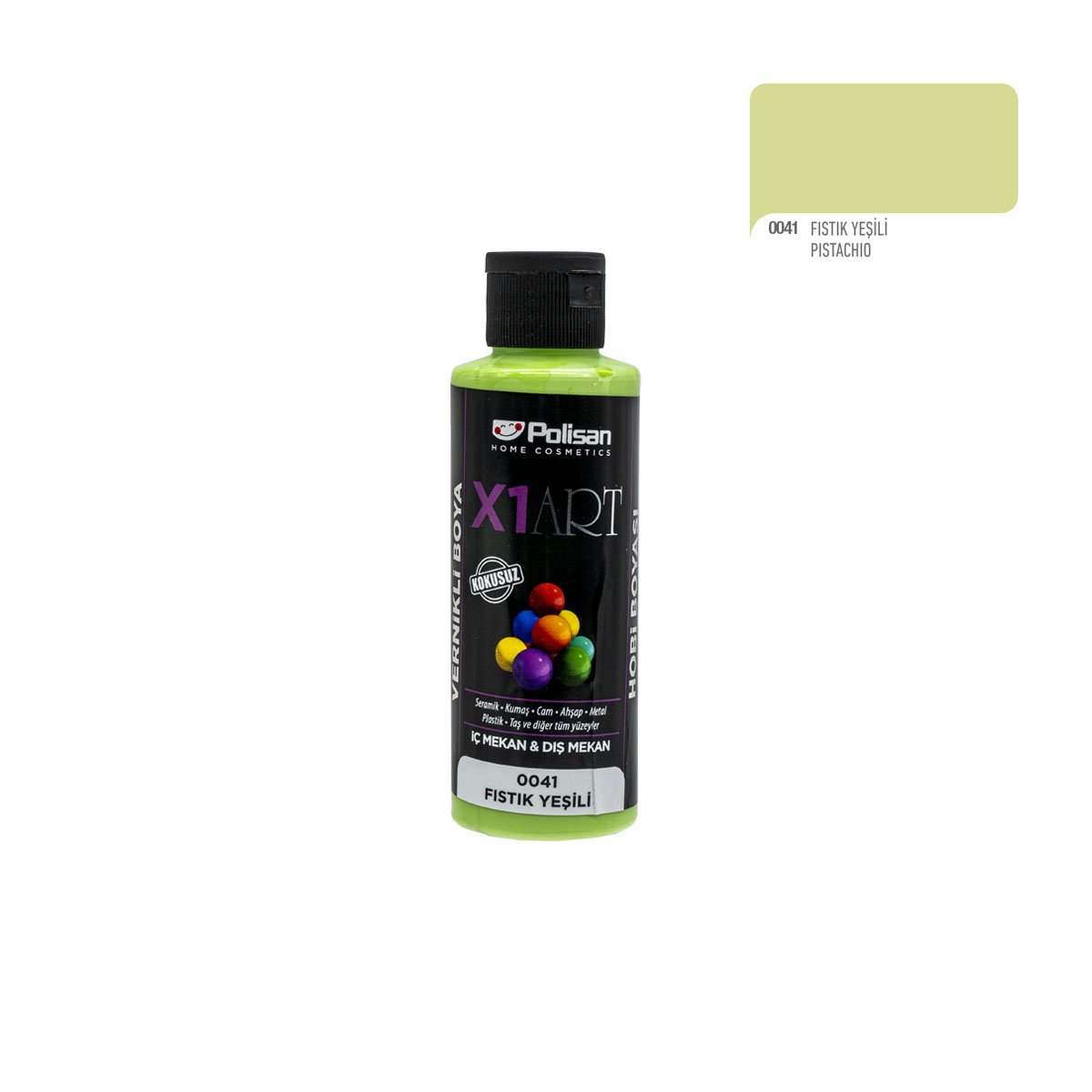 Polisan X1ART Vernikli Hobi Boyası 120ml - Fıstık Yeşili