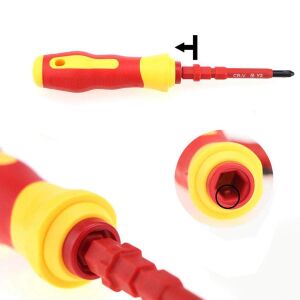 6047 Düz Yıldız Torx Değişken Uçlu İzoleli Tornavida Takımı 7 Parça