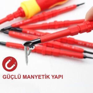 6047 Düz Yıldız Torx Değişken Uçlu İzoleli Tornavida Takımı 7 Parça