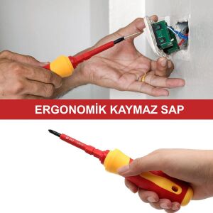 6047 Düz Yıldız Torx Değişken Uçlu İzoleli Tornavida Takımı 7 Parça