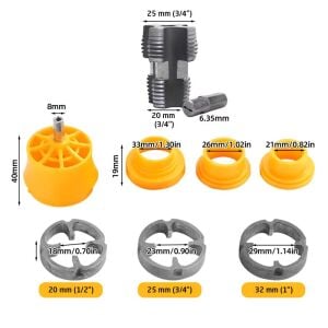 6425 PVC PPRC Boru İçin İç ve Dış Diş Açma Aparatı Seti 9 Parça