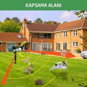 6415 Ultrasonik Güneş Enerjili Kedi Köpek Yabani Hayvan Kovucu