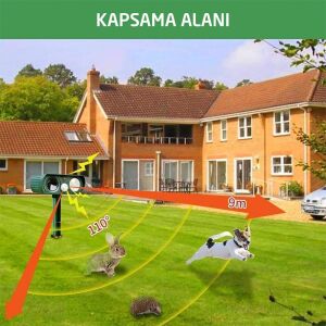 6415 Ultrasonik Güneş Enerjili Kedi Köpek Yabani Hayvan Kovucu