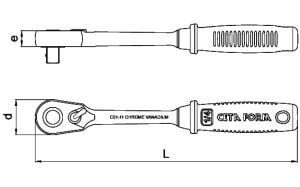 CETA FORM C01-11 1/4'' Düğmeli Cırcır Kolu (Kompakt Kafa)