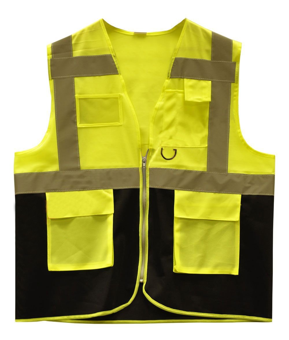 Mühendis İkaz Yeleği Reflektörlü Sarı-Lacivert - XXXL