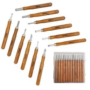 ROX Wood Mini Ahşap Oyma Bıçak Seti 12 Parça Pvc Çantalı