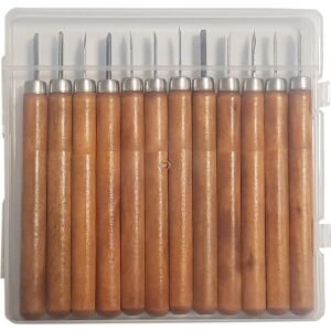 ROX Wood Mini Ahşap Oyma Bıçak Seti 12 Parça Pvc Çantalı