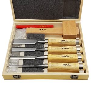 ROX Wood Iskarpela Seti 8 Parça Ahşap Kutulu