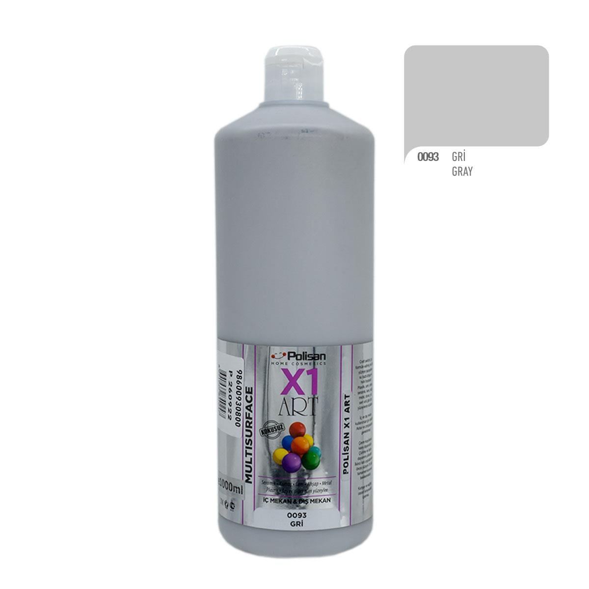 Polisan X1ART Multisurface Hobi Boyası 1000ml - 0093 Gri