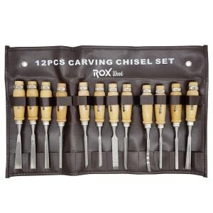 ROX Wood Ahşap Oyma Iskarpela Seti 12 Parça Metal Yüzüklü Saplı