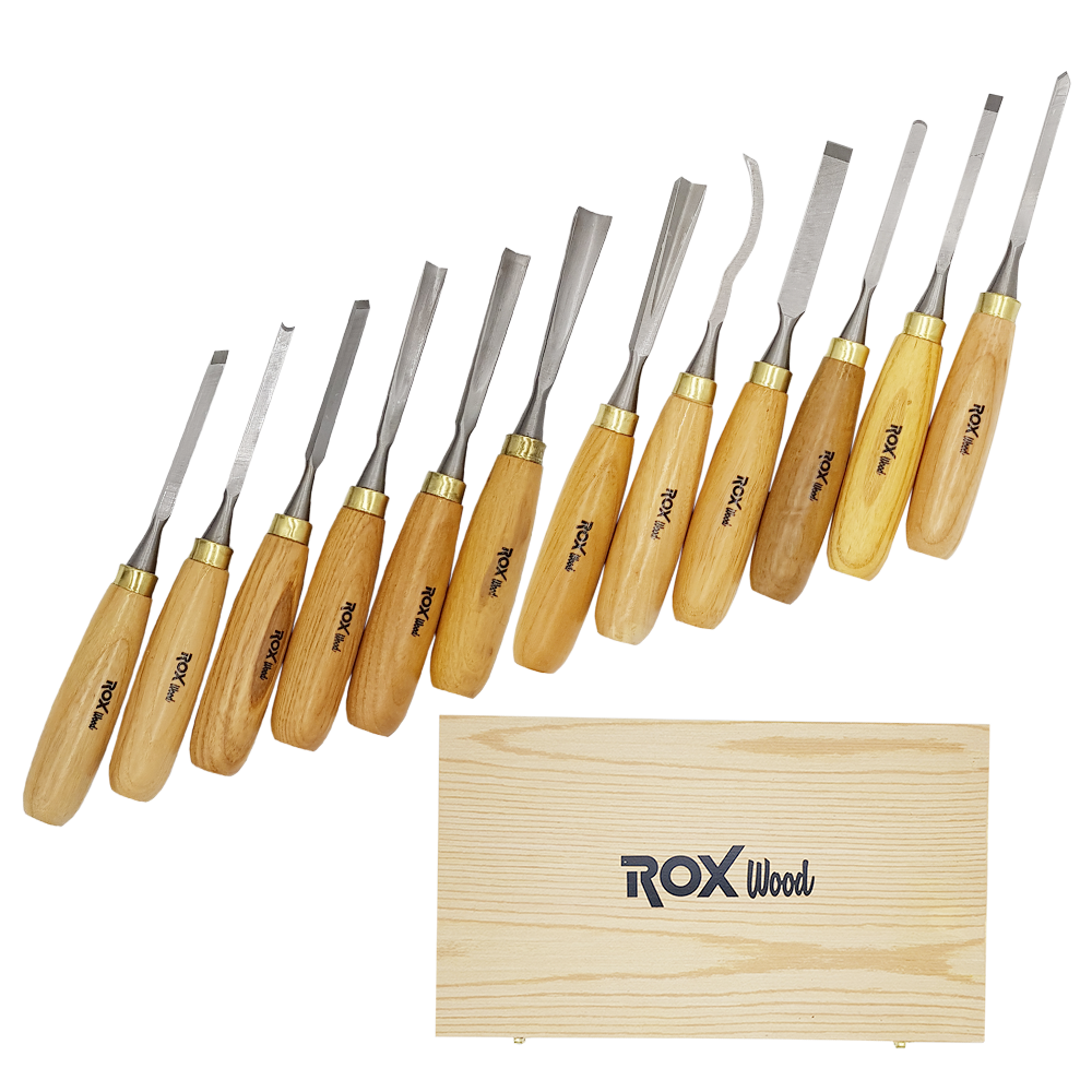 ROX Wood 9092 Ahşap Oyma Iskarpela Seti 12 Parça Ahşap Kutulu