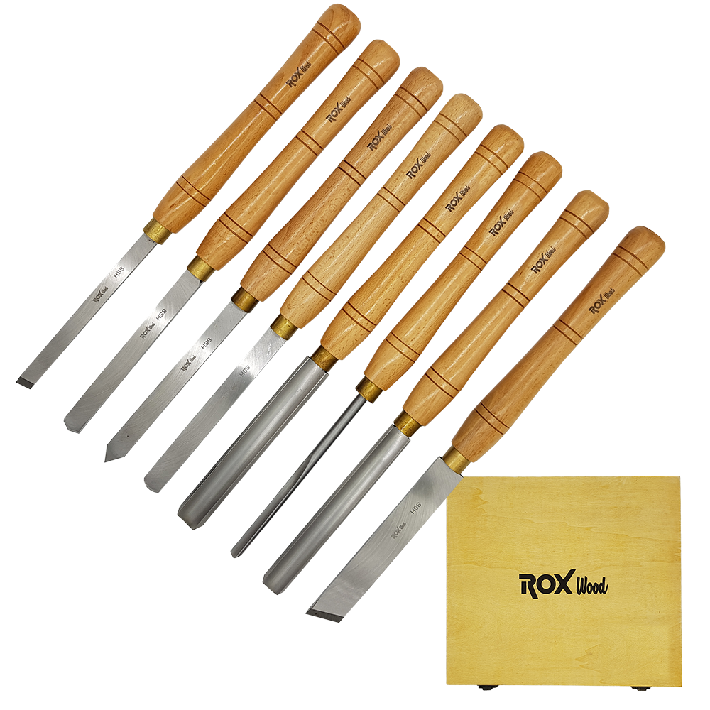 ROX Wood HSS Ahşap Torna Bıçak Seti 8 Parça Ahşap Kutulu