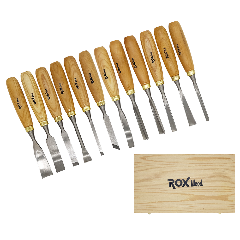 ROX Wood 9097 Ahşap Oyma Iskarpela Seti 12 Parça Ahşap Kutulu