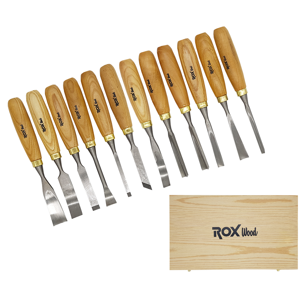 ROX Wood 9097 Ahşap Oyma Iskarpela Seti 12 Parça Ahşap Kutulu