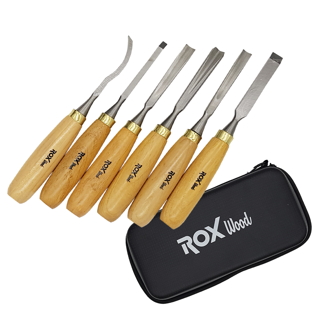 ROX Wood Ahşap Oyma Iskarpela Seti 6 Parça Neopren Çantalı