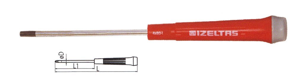 İZELTAŞ Elektronikçi Tip Klemens Torx Uçlu Tornavida T6x60