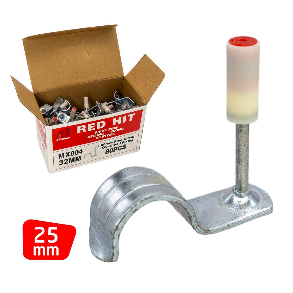 Red Hit MX004 25mm Boru Sabitleme Kelepçeli Barutlu Çivi (80 li Paket)
