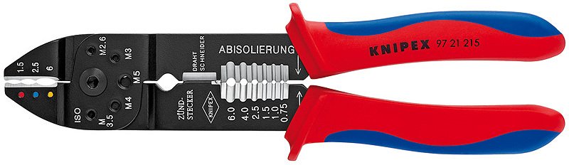 KNIPEX 97 21 215 Papuç Sıkma Ve Kablo Sıyırma Pensi 230 mm