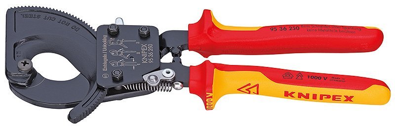 KNIPEX 95 36 280 Cırcır Mekanizmalı Kablo Makası 280 mm