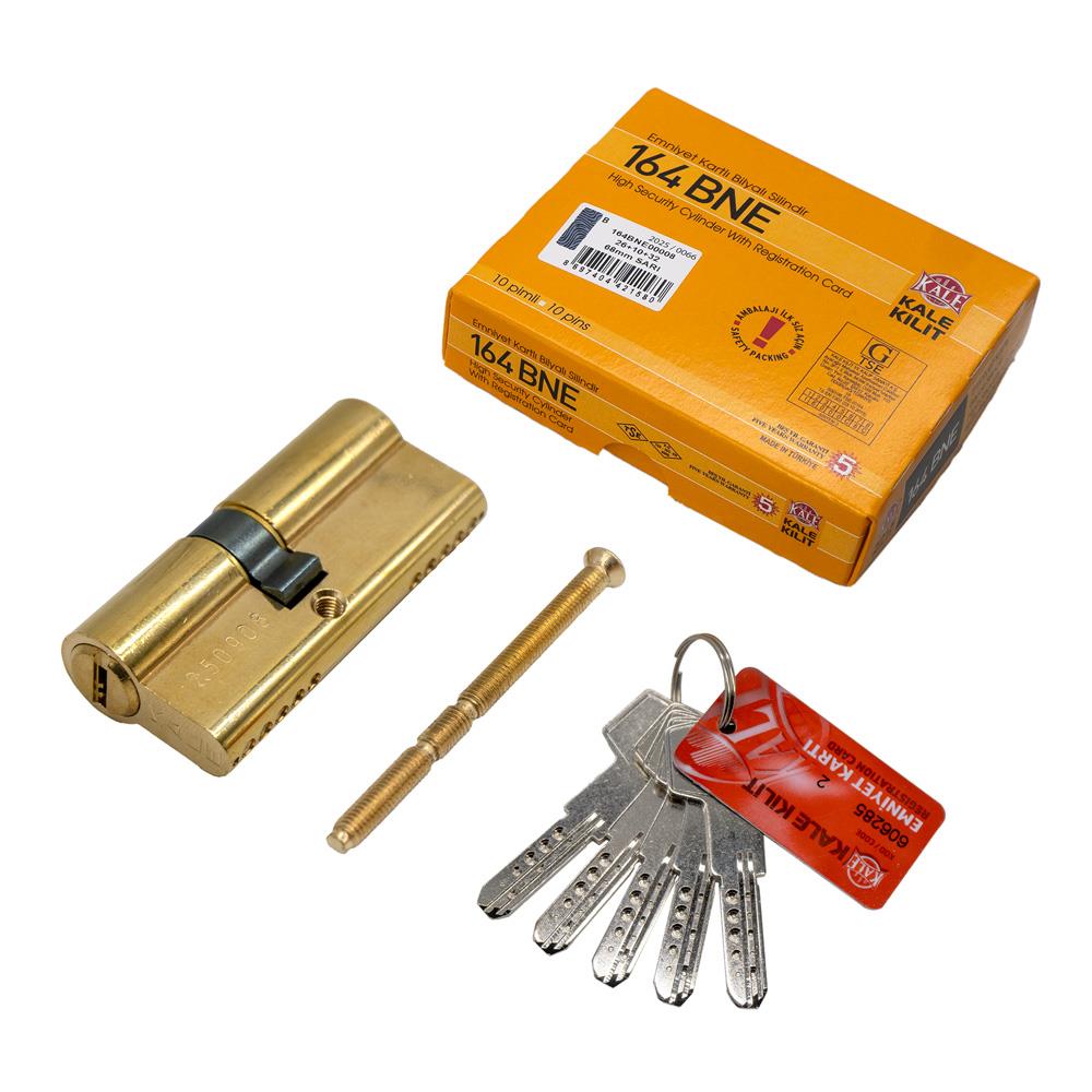 Kale Kilit 164BNE Bilyalı Barel Kilit Göbeği 68 mm Sarı