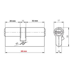 Kale Kilit 164BNE Bilyalı Barel Kilit Göbeği 68 mm Sarı