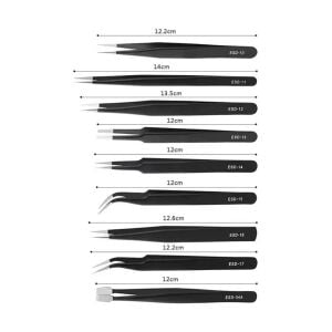 UF-Tools KS-ESD-9 Paslanmaz Çelik Antistatik 9 Parça Cımbız Seti