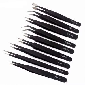 UF-Tools KS-ESD-9 Paslanmaz Çelik Antistatik 9 Parça Cımbız Seti