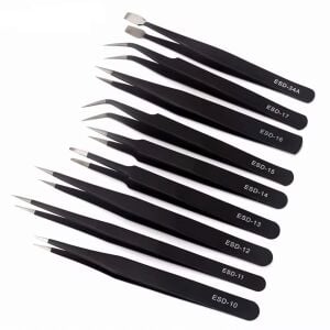 UF-Tools KS-ESD-9 Paslanmaz Çelik Antistatik 9 Parça Cımbız Seti