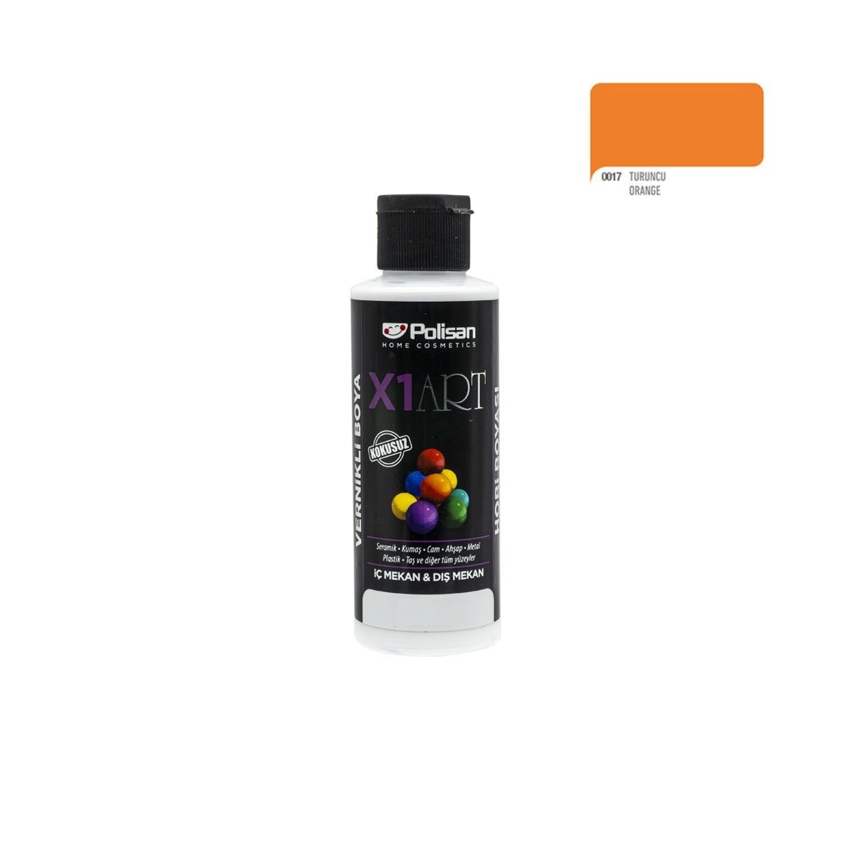 Polisan X1ART Vernikli Hobi Boyası 120ml - Turuncu