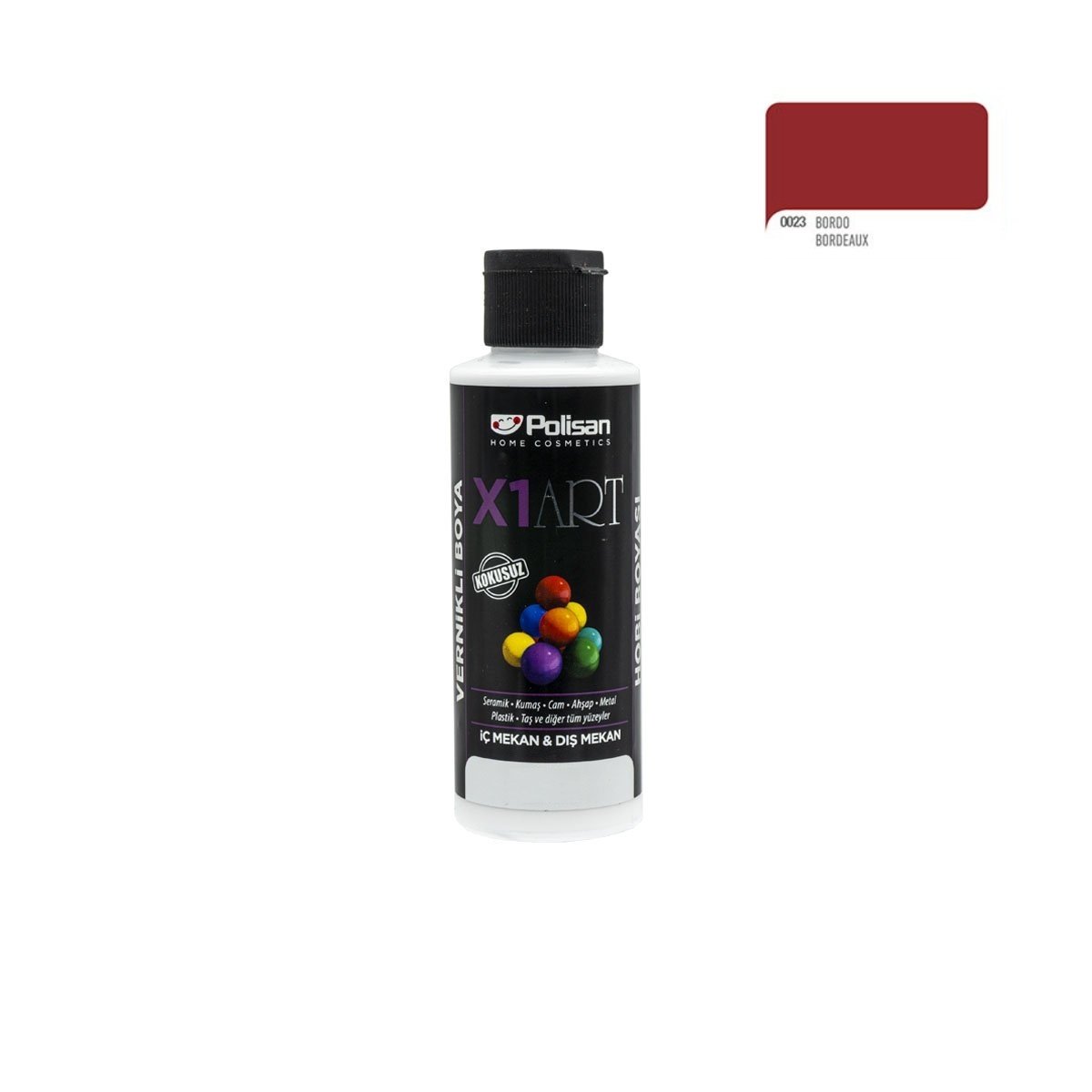 Polisan X1ART Vernikli Hobi Boyası 120ml - Bordo