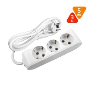 Viko 90113305 Multi-let Topraklı 3'lü Grup Priz 5 Metre Kablolu