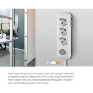 Viko 90113305 Multi-let Topraklı 3'lü Grup Priz 5 Metre Kablolu