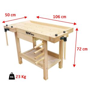 Rox Wood 0111 Mengeneli Ahşap Çalışma Tezgahı 106 cm - 23 Kg