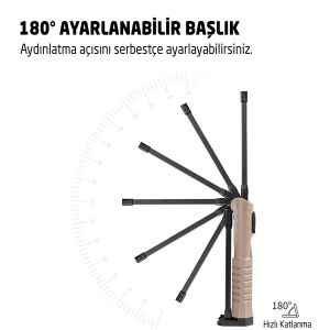 Rox 0221 Şarjlı Katlanır Çok Amaçlı Çalışma Feneri 2000 Lümen