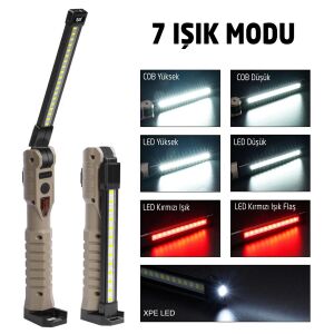 Rox 0221 Şarjlı Katlanır Çok Amaçlı Çalışma Feneri 2000 Lümen