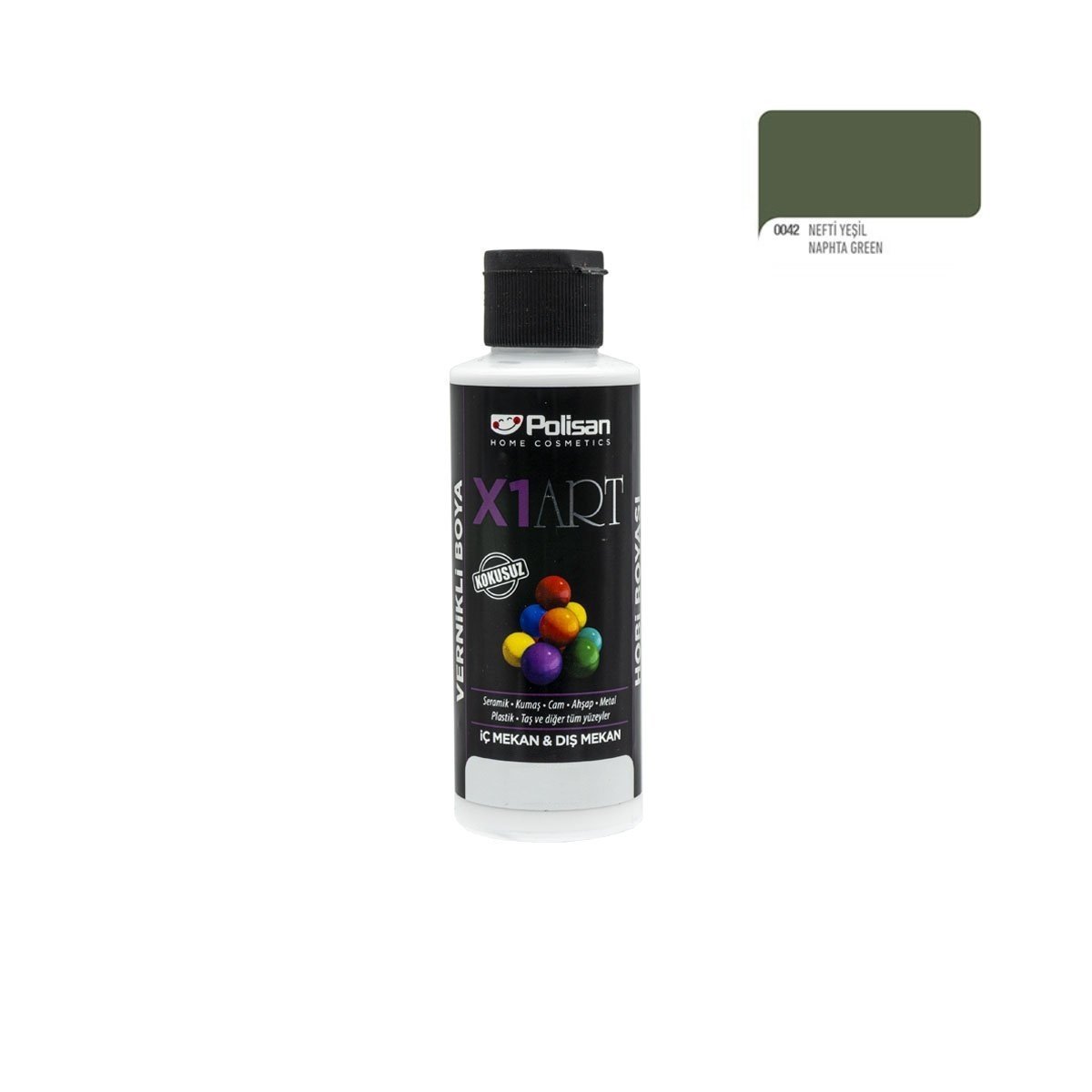 Polisan X1ART Vernikli Hobi Boyası 120ml - Nefti Yeşil