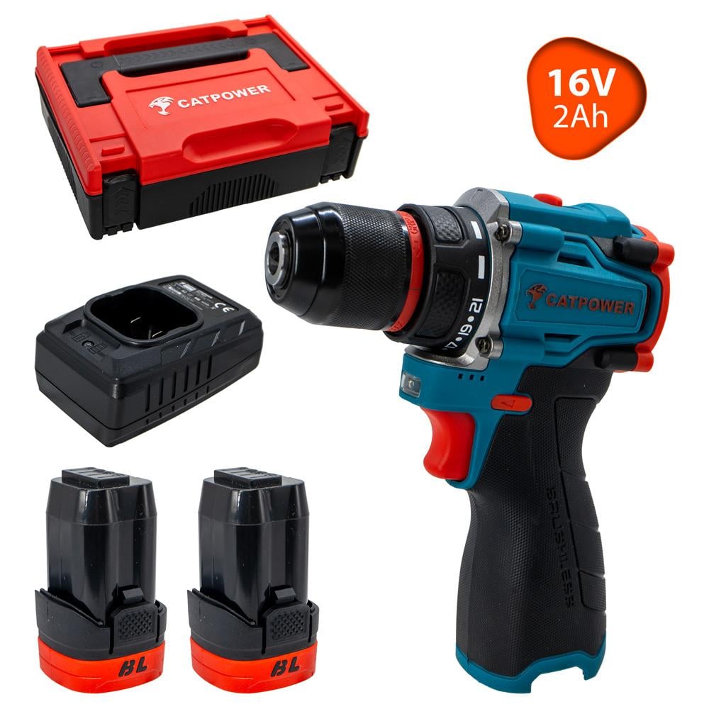 CatPower E1016 Kömürsüz Çift Akülü Vidalama 16V 2.0Ah