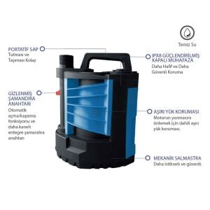 Master 532010 Gizli Flatörlü Temiz Su Drenaj Dalgıç Pompa 550W