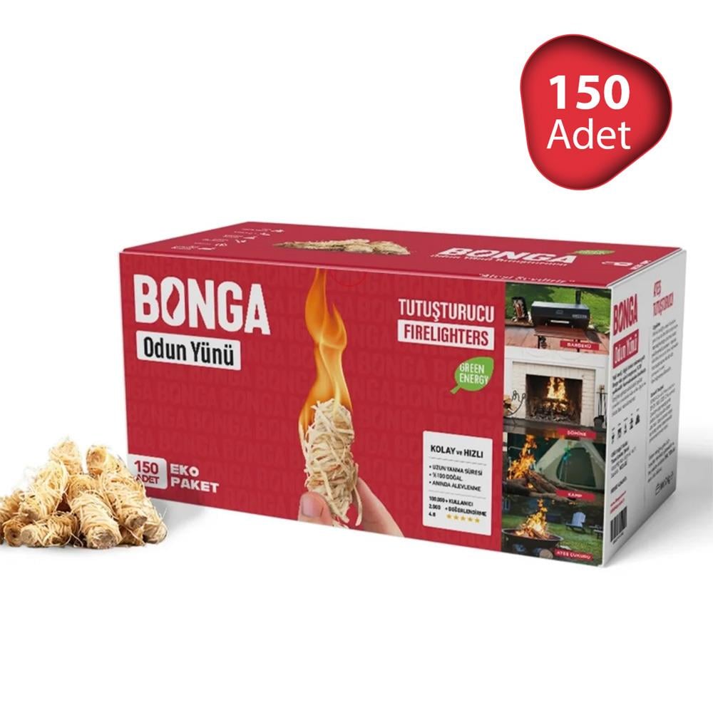 Bonga Odun Yünü Şömine Mangal Ateş Tutuşturucu - 150 Adet (2kg)