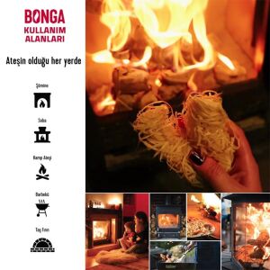 Bonga Odun Yünü Şömine Mangal Ateş Tutuşturucu - 50 Adet (700gr)