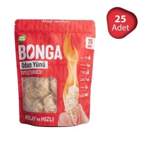 Bonga Odun Yünü Şömine Mangal Ateş Tutuşturucu - 25 Adet (350gr)