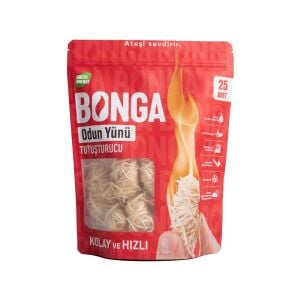 Bonga Odun Yünü Şömine Mangal Ateş Tutuşturucu - 25 Adet (350gr)