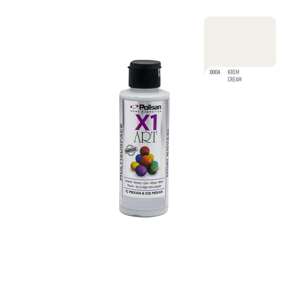 Polisan X1ART Multisurface Hobi Boyası 120ml - 0004 Krem