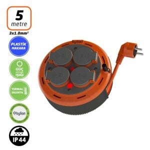 Bylion PHP05310F Ev Tipi Kapaklı Makaralı Kablo 3x1mm - 5 Mt