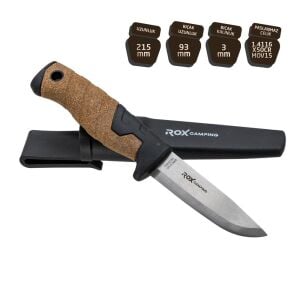 Rox Camping 0322 Bushcraft Plus Paslanmaz Çelik Kamp Bıçağı (Siyah)