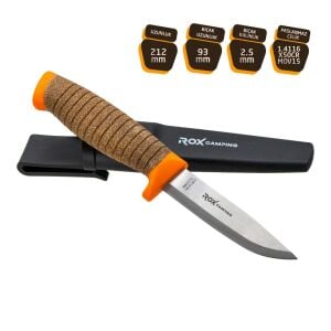 Rox Camping 0321 Bushcraft Plus Paslanmaz Çelik Kamp Bıçağı (Turuncu)