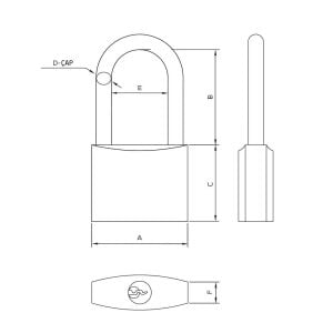 Master 500908 Uzun Asma Kilit Gri Kaplama 50 mm